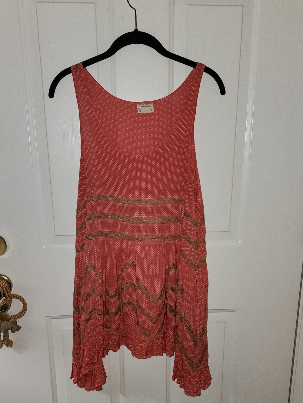 Free People Coral Voile & Lace Trapeze Slip Tunic